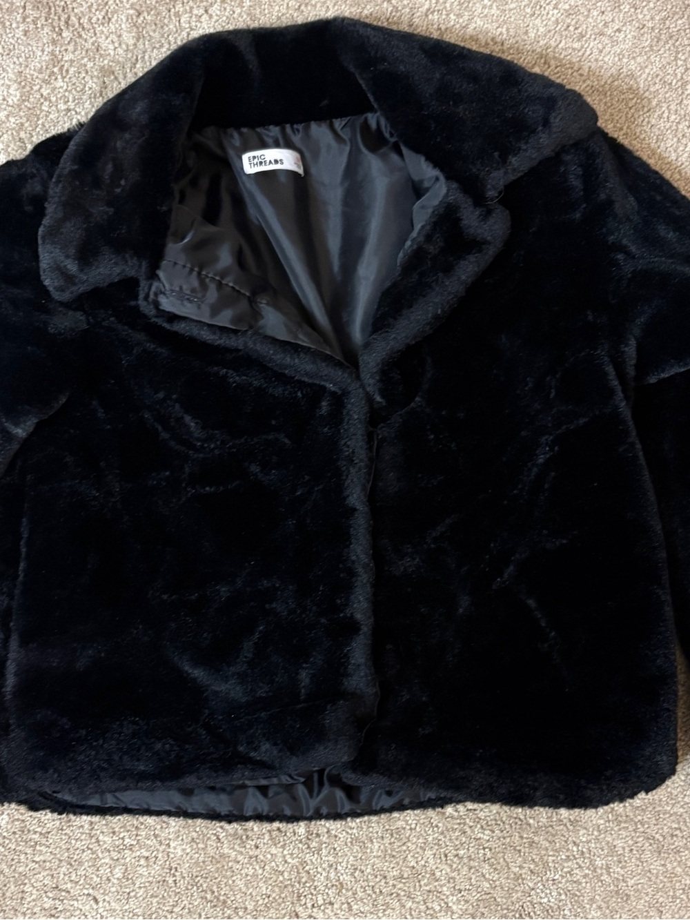 Epic Threads Black Faux Fur Pea Coat for Kids